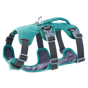 Shock-Absorbing Reflective Dog Harness Vest - teal padded reflective harness vest, for dogs walking training running