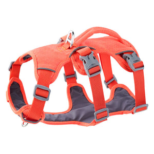 Shock-Absorbing Reflective Dog Harness Vest - orange padded reflective harness vest, padded dog harness for evening exercise