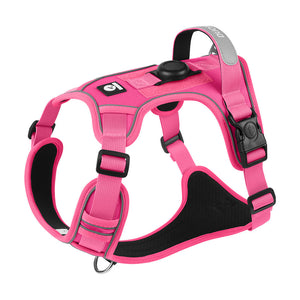No-Pull GPS Dog Harness - pink no-pull harness with a tracker mount, anti pull harness with tracker for daily