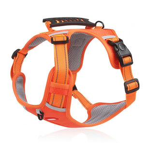 Reflective No-Pull Dog Harness for Walking and Training - orange reflective no-pull harness, safe anti pull dog harness for evening