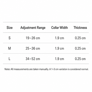Sport Dog Collar with Quick-Release Buckle - S, M and L size chart, for small medium large dogs walking