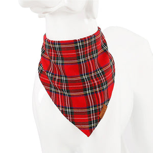 Dog Bandana - Plaid and Print Triangle Scarf - red plaid bandana on a mannequin