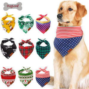 Dog Bandana - Plaid and Print Triangle Scarf - pattern chart with a golden retriever