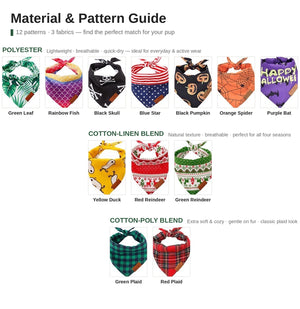 Dog Bandana - Plaid and Print Triangle Scarf - pattern and color guide