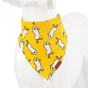 Dog Bandana - Plaid and Print Triangle Scarf - yellow ghost print bandana