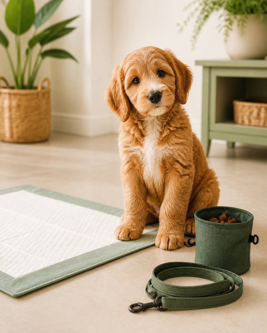 Puppy with gentle home training essentials