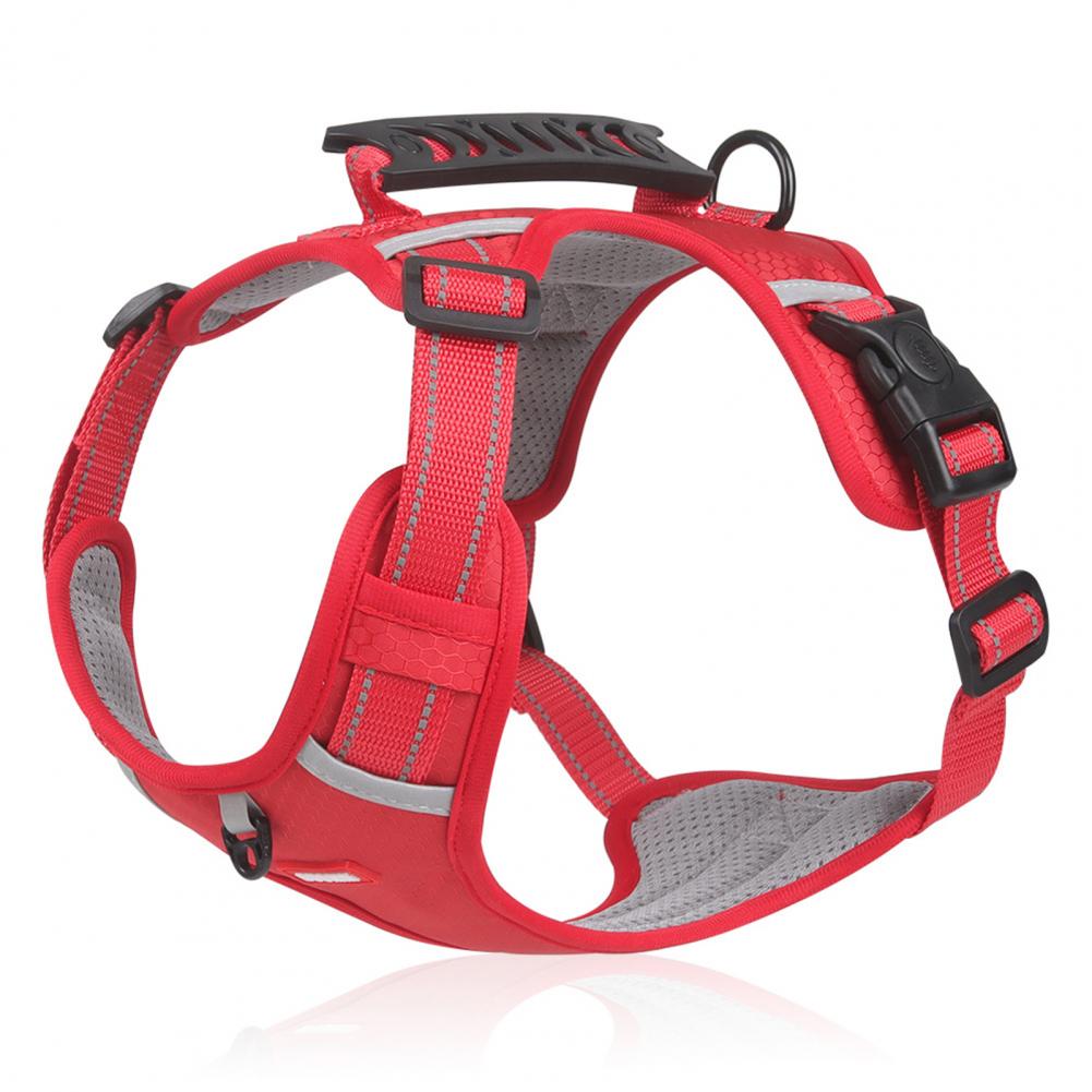 Reflective No-Pull Dog Harness for Walking and Training - red reflective no-pull harness with a top handle, for dogs walking training night