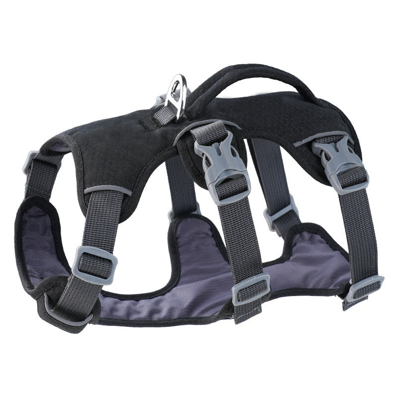 Shock-Absorbing Reflective Dog Harness Vest - black padded reflective harness vest, shock absorbing reflective vest for outdoor