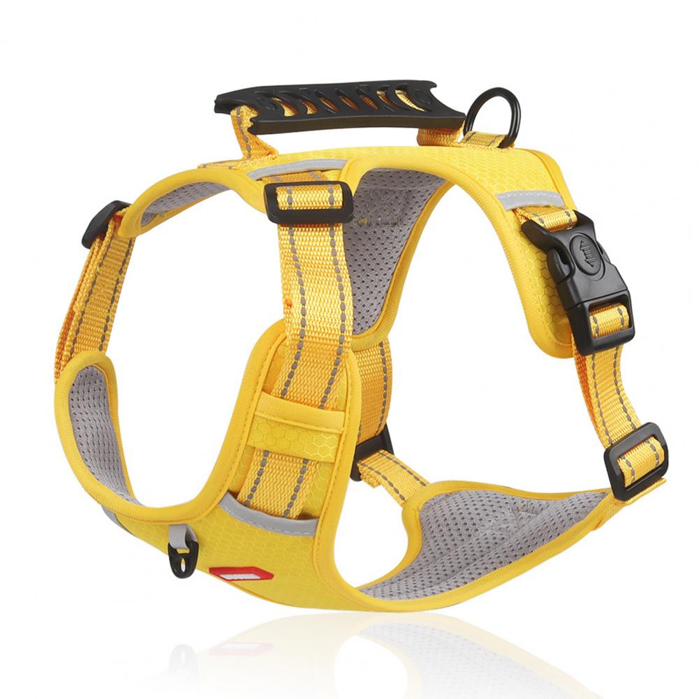 Reflective No-Pull Dog Harness for Walking and Training - yellow reflective no-pull harness, reflective no pull harness for outdoor control
