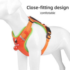 Reflective No-Pull Dog Harness for Walking and Training - close-fitting orange harness on a mannequin, reflective no pull harness for outdoor control