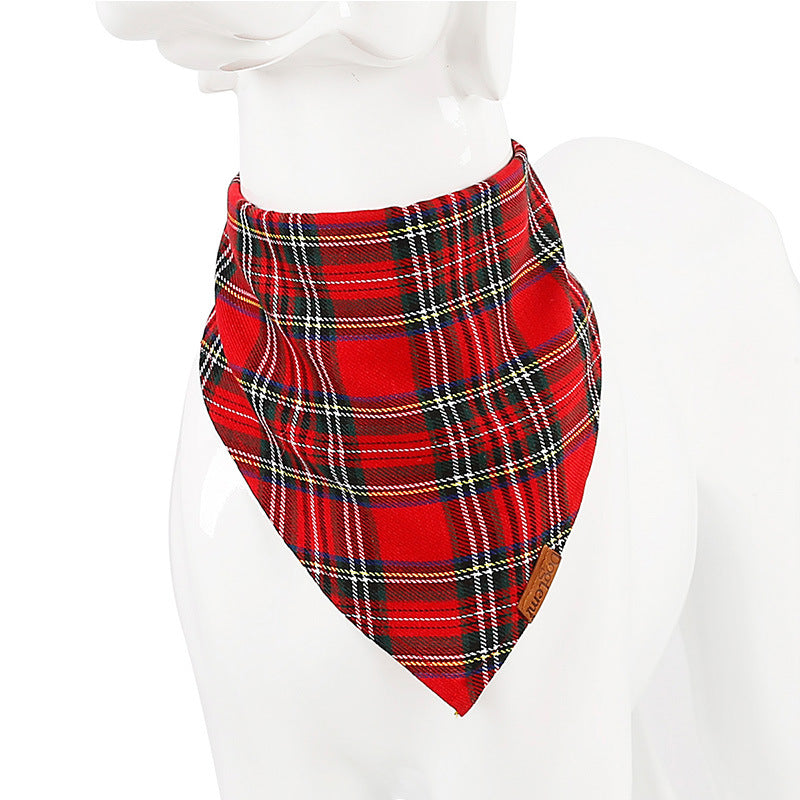 Dog Bandana - Plaid and Print Triangle Scarf - red plaid bandana on a mannequin