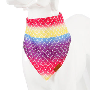 Dog Bandana - Plaid and Print Triangle Scarf - rainbow mermaid scale print bandana