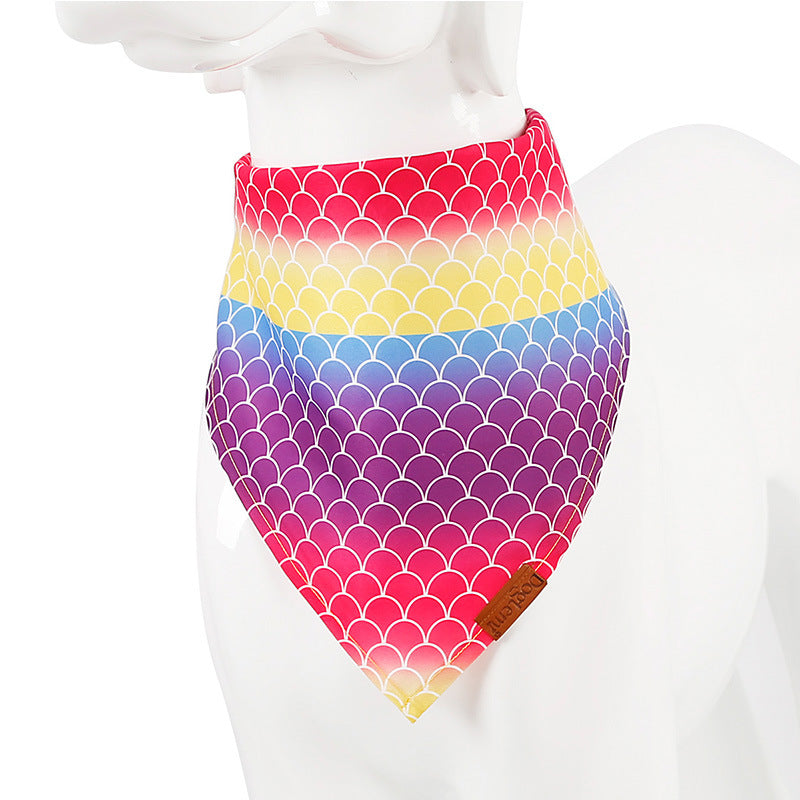 Dog Bandana - Plaid and Print Triangle Scarf - rainbow mermaid scale print bandana