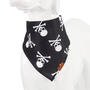 Dog Bandana - Plaid and Print Triangle Scarf - black skull print bandana