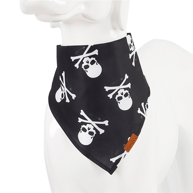 Dog Bandana - Plaid and Print Triangle Scarf - black skull print bandana
