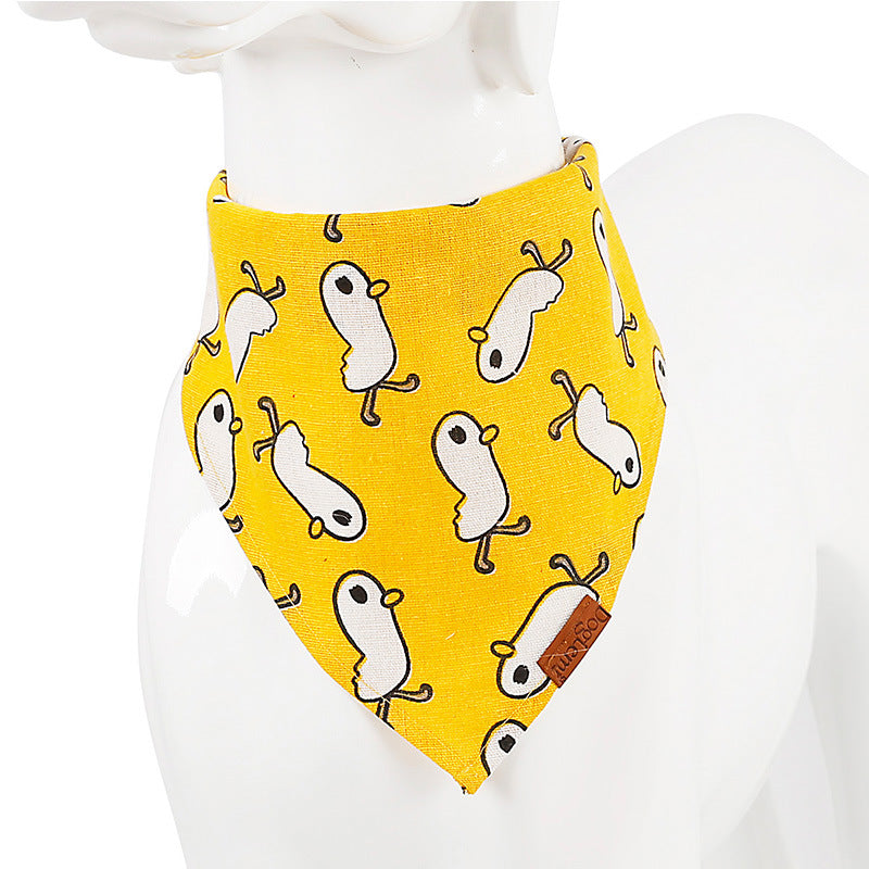 Dog Bandana - Plaid and Print Triangle Scarf - yellow ghost print bandana