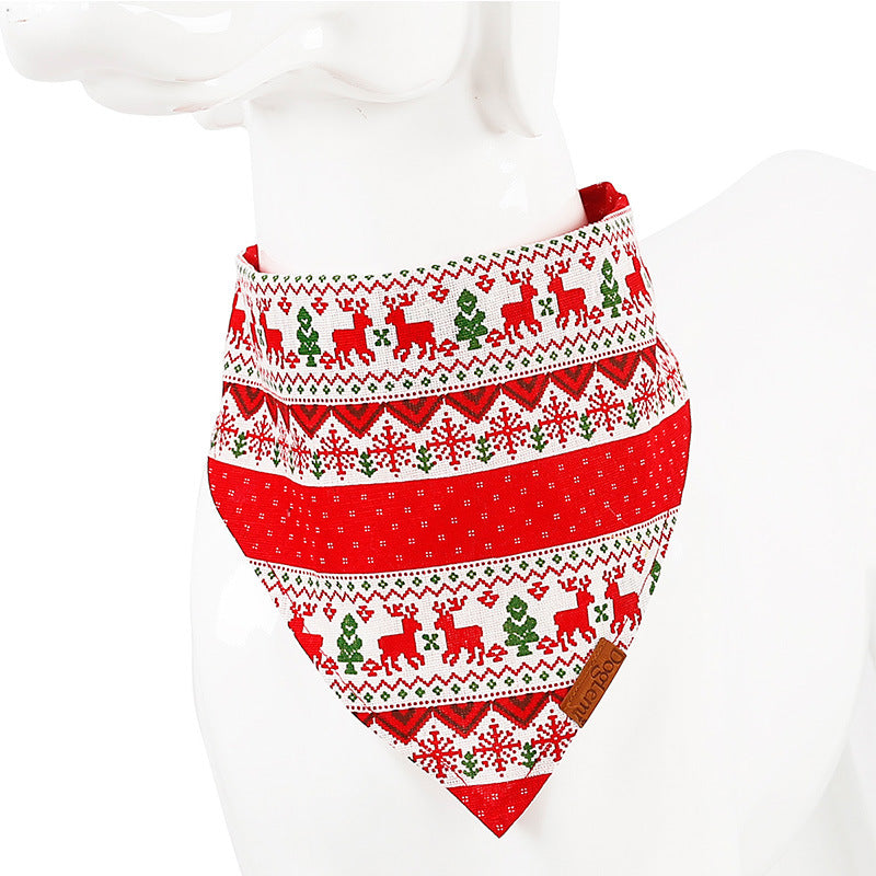 Dog Bandana - Plaid and Print Triangle Scarf - red Christmas print bandana