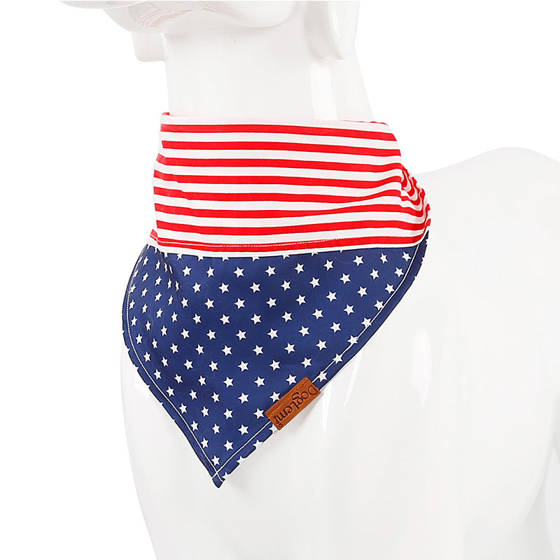 Dog Bandana - Plaid and Print Triangle Scarf - stars and stripes reversible bandana