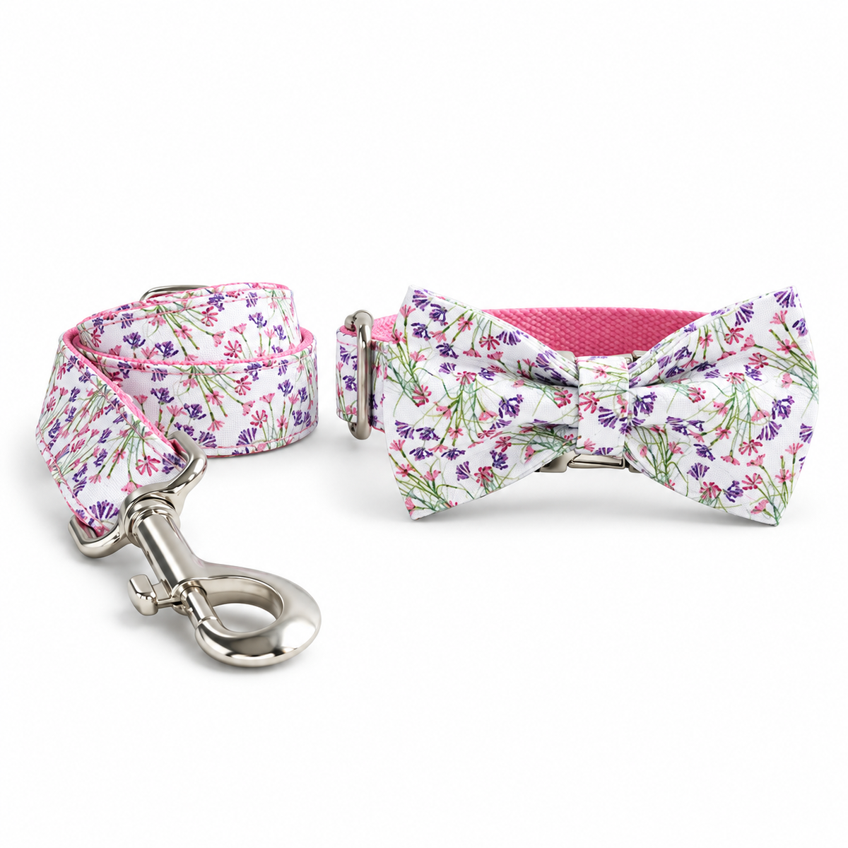 Wildflower Breeze Dog Collar, Leash & Bow Tie Set