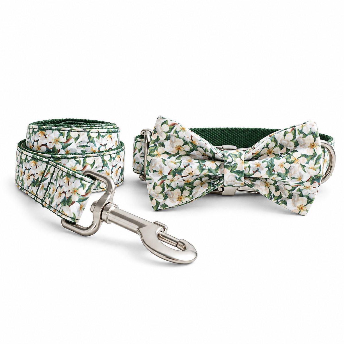 Woodland Petals Dog Collar & Leash & Bow Set