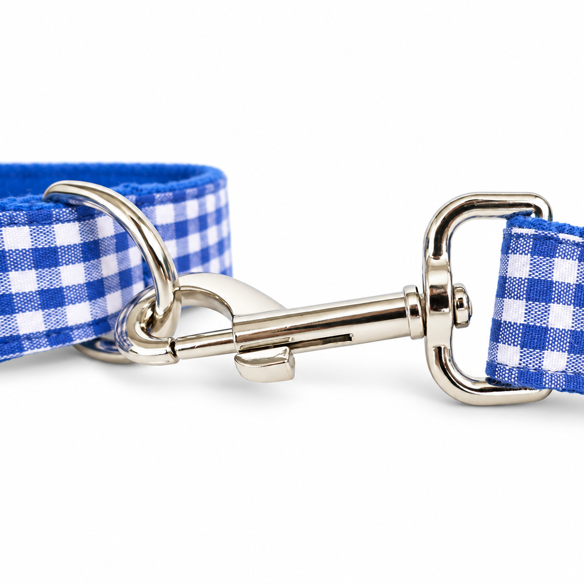 Royal Blue Gingham Dog Collar & Leash Set