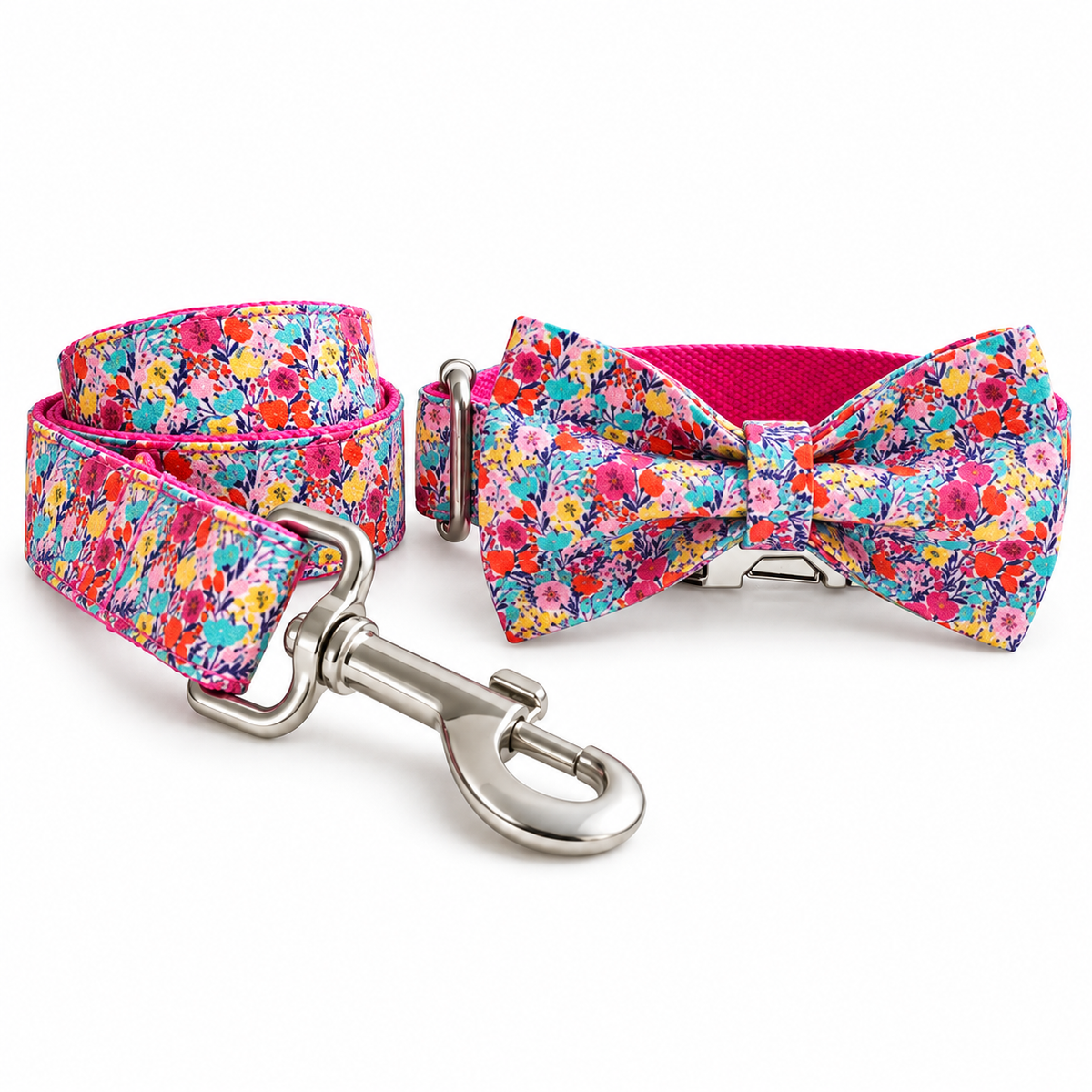 Confetti Bloom Dog Collar, Leash & Bow Tie Set